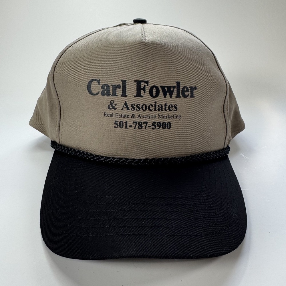 Vintage 90s Rope Hat Snapback Two-Tone Khaki Black Rope Retro Promo Carl Fowler